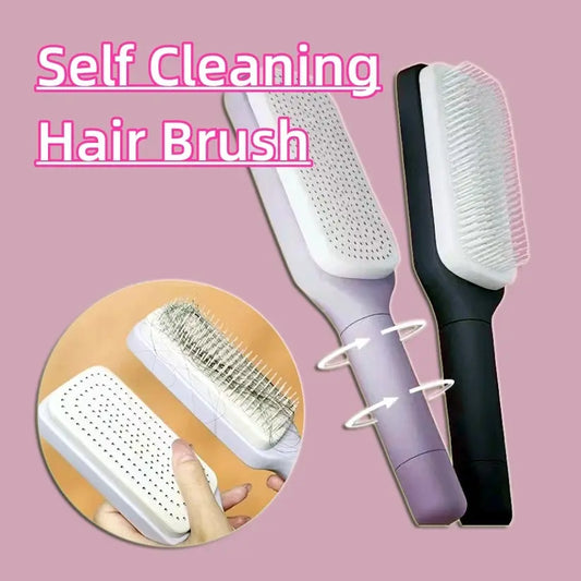 4 In 1 Self Cleaning Hair Brush New Self-Cleaning Anti-Static Massage Comb Scalable Rotate Lifting Self Cleaning Hairbrush - Marc Universal Store