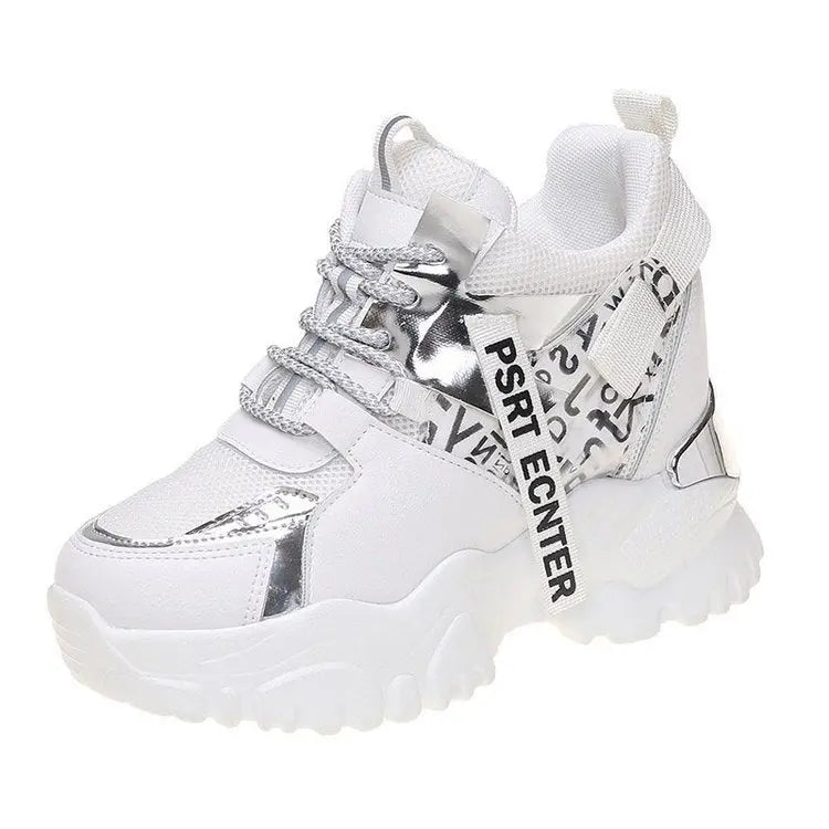 Lace-up Color-blocking Round Toe Heightened Casual Sneakers - Marc Universal Store