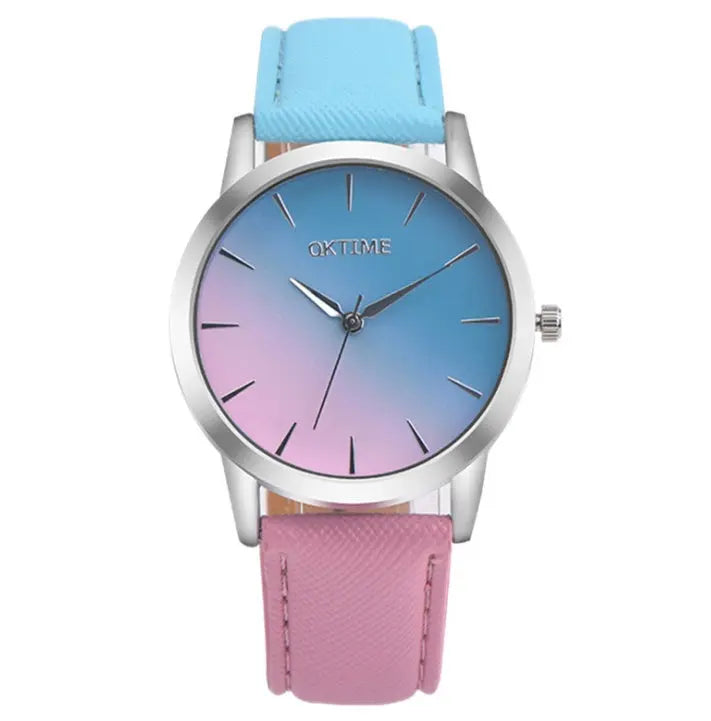 Fashion Casual Retro Rainbow Design Watch Women Analog Quartz Wristwatches Clock   Elegant Lady Wristwatch Woman Time Marc Electronic Store