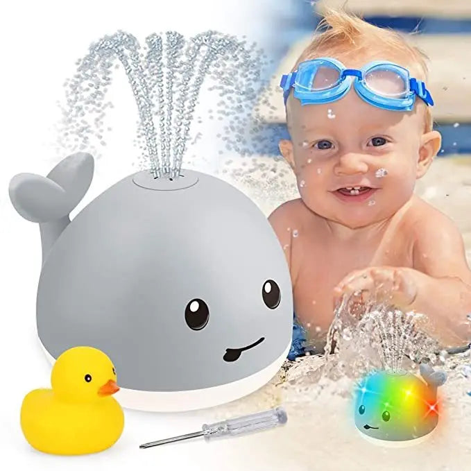 Baby Cute Cartoon Whale Floating Spraying Water Bath Toys With Light Music LED Light Baby Toys Marc Electronic Store