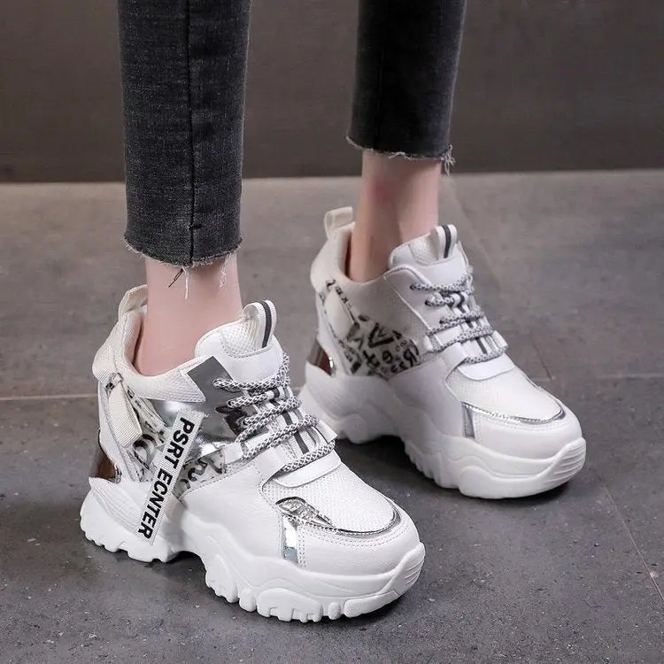 Lace-up Color-blocking Round Toe Heightened Casual Sneakers Marc Universal Store