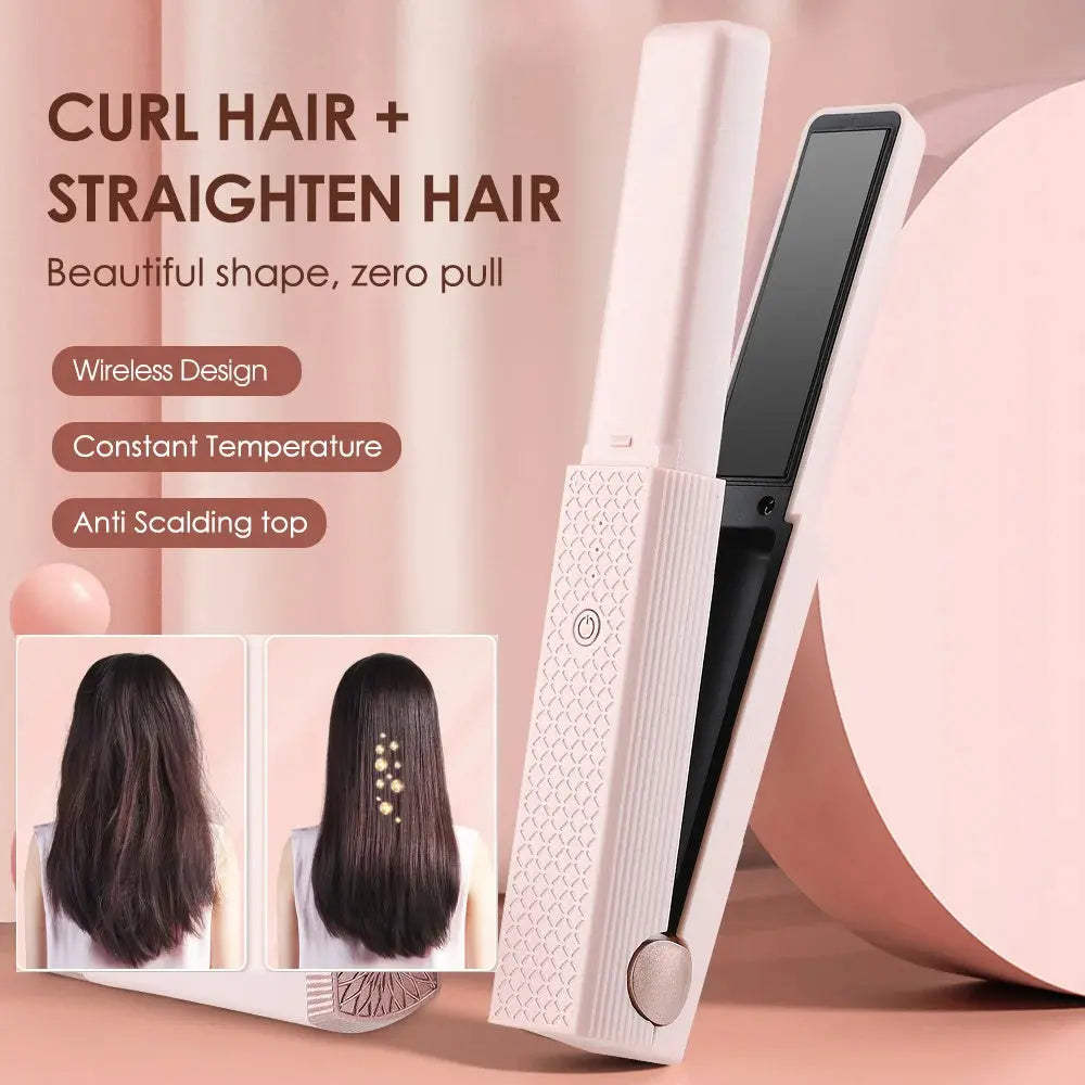 Hair Straightener Cordless Usb Hair Straightener Mini Ceramics Hair Curler 3 Constant Temperature Portable Flat Iron For Travel Marc Electronic Store