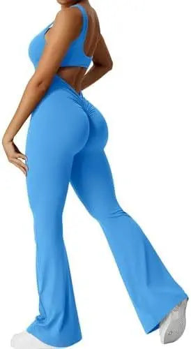 Women Sleeveless Flare Jumpsuits Fitness Yoga Long Pants - Marc Universal Store