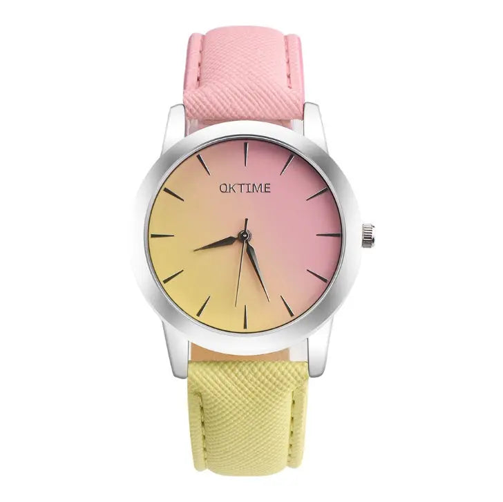 Fashion Casual Retro Rainbow Design Watch Women Analog Quartz Wristwatches Clock   Elegant Lady Wristwatch Woman Time Marc Electronic Store