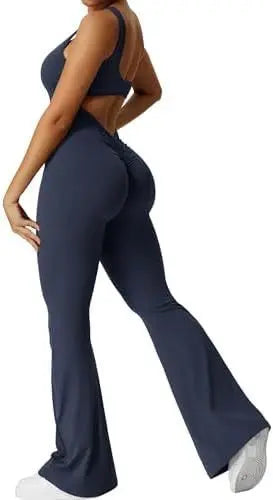 Women Sleeveless Flare Jumpsuits Fitness Yoga Long Pants Marc Electronic Store