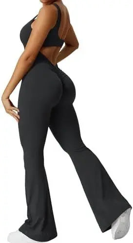 Women Sleeveless Flare Jumpsuits Fitness Yoga Long Pants Marc Electronic Store