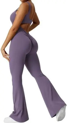 Women Sleeveless Flare Jumpsuits Fitness Yoga Long Pants Marc Electronic Store