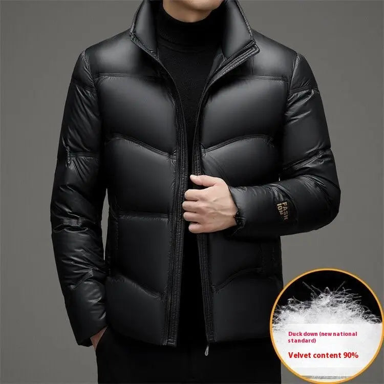 Winter Mid-old Men's Down Jacket Stand Collar Coat Thickened Protection Marc Electronic Store